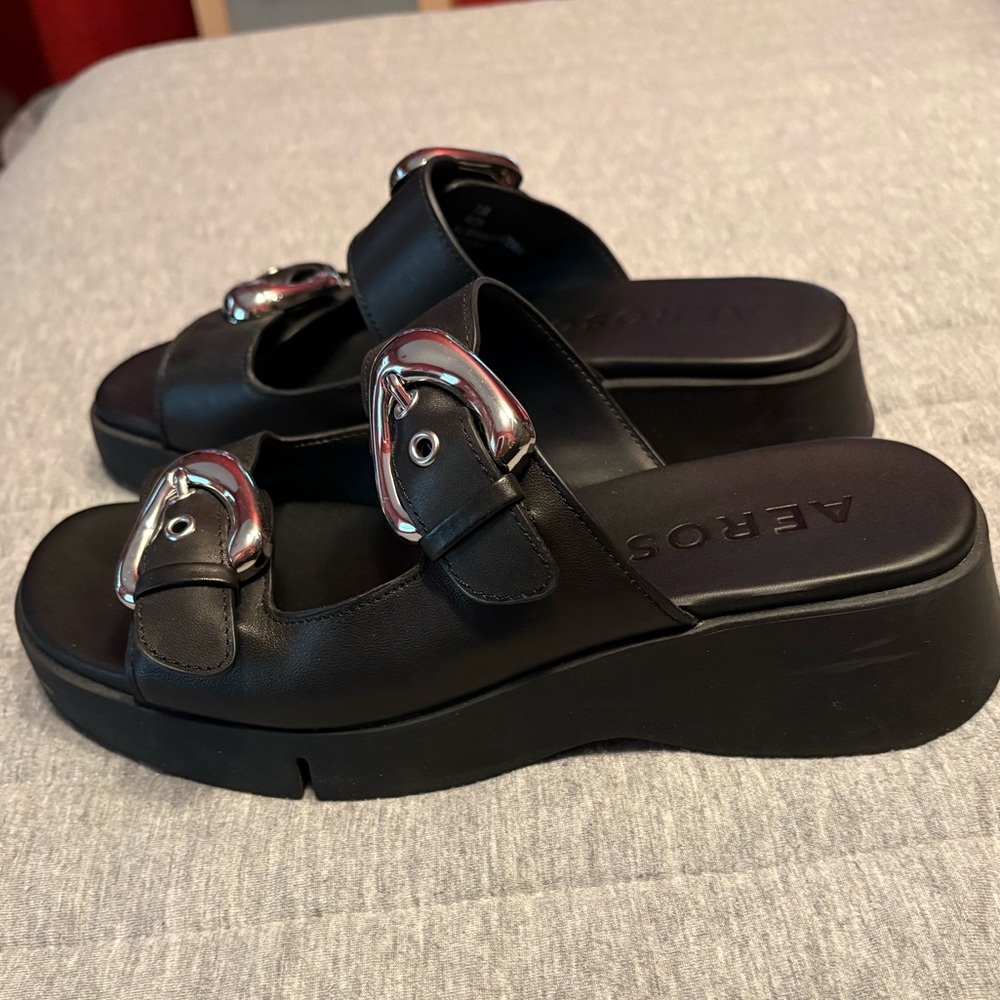 LAST CALL EUC Aerosoles Faith slide wedge sandals comfortable! - Picture 4 of 12